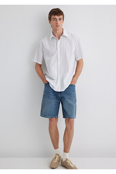 Mavi Γκρι ριγέ λευκό πουκάμισο Regular Fit / Normal Cut 0211576-70096