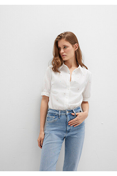 Mavi Floral Printed Ecru Shirt Fitted / Bodycon Cut 1210060-90701