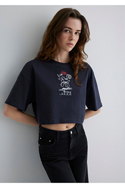 Mavi Back Printed Anthracite T-Shirt Crop / Short Cut 1613101-70087