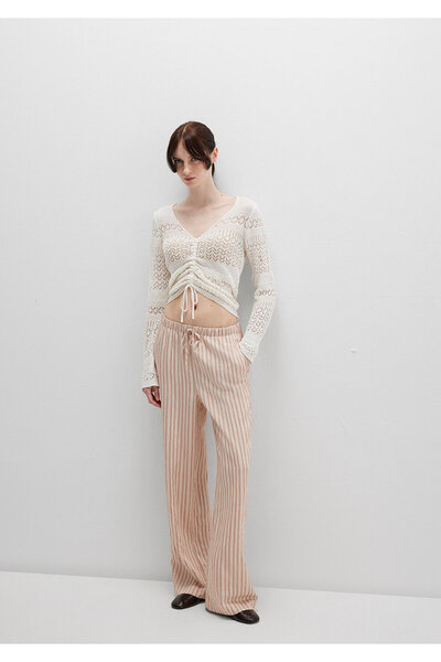 Mavi Beige Striped Pants with Tie Waist 1011024-90719