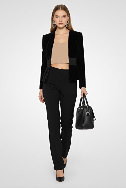 Emporio Armani Women Regular Fit Textured Blazer, Black