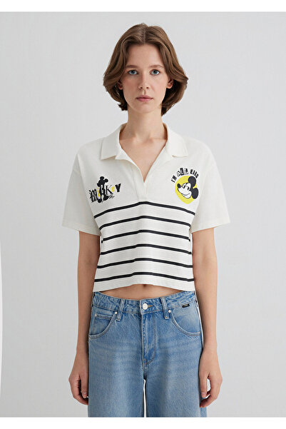 Mavi Mickey Mouse Printed Striped T-Shirt Regular Fit / Regular Cut 1612853-85308