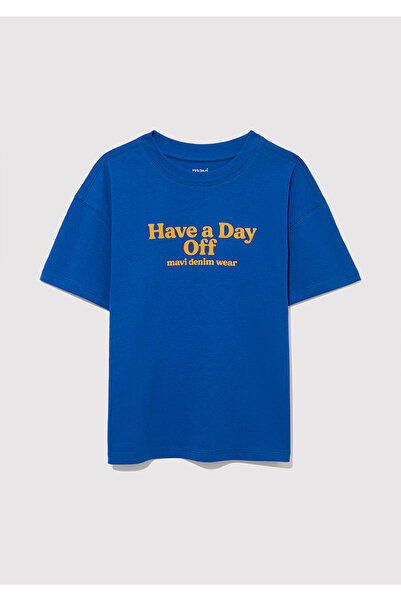 Mavi Tricou albastru imprimat oversize / cu croiala larga 6610277 -82491