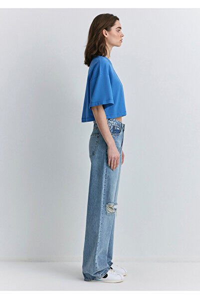 Mavi Tricou Crop cu sigla Patch Imprimat Crop / Croială scurtă 1612892 -70885