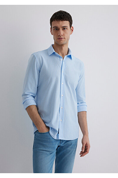 Mavi Смугаста синя сорочка Slim Fit / вузький крій 0211404-89506