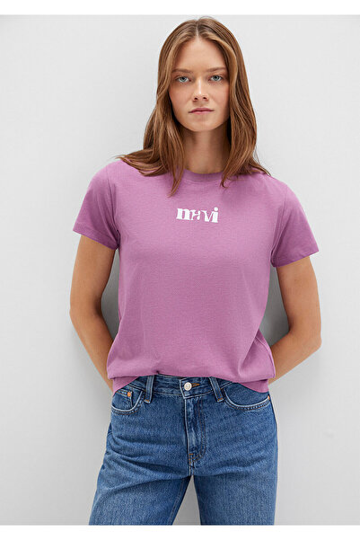 Mavi Μωβ μπλουζάκι με στάμπα κανονική εφαρμογή 1612241 -70987