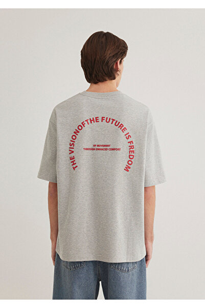 Mavi Bedrucktes graues T-Shirt mit entspannter Passform 0612744 -80196