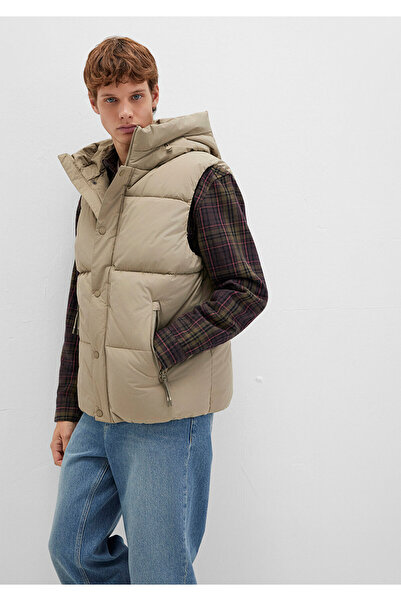 Mavi Μπεζ φουσκωτό γιλέκο με κουκούλα κανονική εφαρμογή / κανονική κοπή 0110306-86749