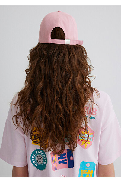 Mavi Capri Nakışlı Pembe Şapka 1913313-17865