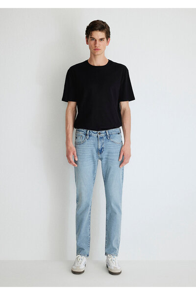 Mavi Pantaloni de jeans Jake Classic Denim, albastru deschis, cu busolă0042286799