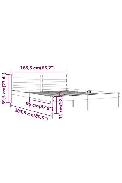 vidaxl Bed Frame without Mattress Solid Wood Pine 160x200cm White