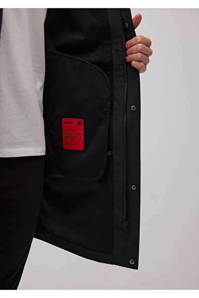 Mavi Αδιάβροχο K με κουκούλα Μαύρο μακρύ μπουφάν Loose Fit / Χαλαρή Άνετη Εφαρμογή 0110430-900