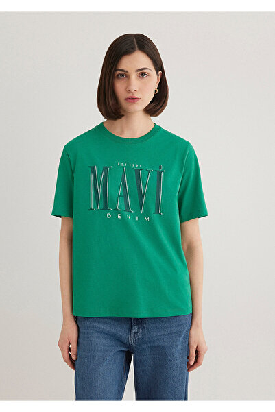Mavi Zielony T-shirt z nadrukiem z logo Regular Fit / Regular Fit1611990-71877
