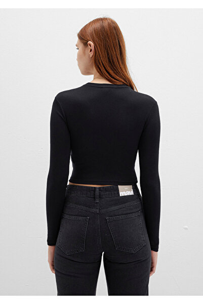 Mavi Μακρυμάνικο μαύρο Crop Basic T-Shirt Crop / Κοντό κόψιμο 1612822-900