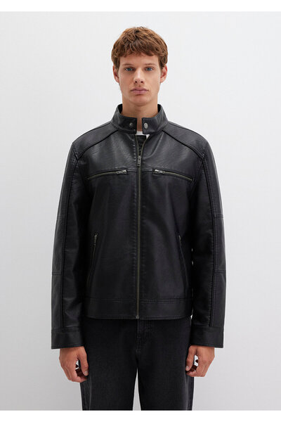 Mavi Μαύρο μπουφάν από συνθετικό δέρμα Slim Fit - 0110438 -71379