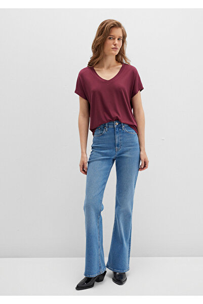 Mavi Claret Red V-neck Viscous T-shirt -RegularFit 167714 -70393