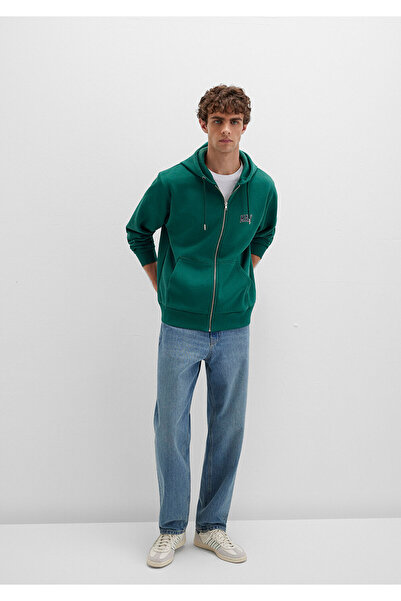 Mavi Mikina na zip s potištěným zeleným logem - 0611715 -71874