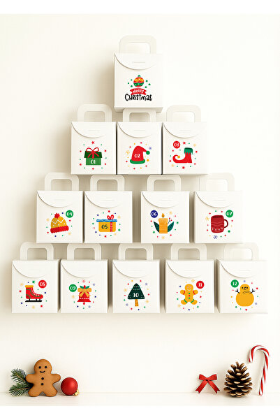 repro design Λευκό Χριστουγεννιάτικο Ημερολόγιο Advent 13 Κενά Σετ Κουτιά Δώρου 10x15x5,5 εκ. – Μίνι Κουτιά Έκπληξη