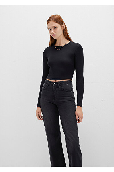 Mavi Μακρυμάνικο μαύρο Crop Basic T-Shirt Crop / Κοντό κόψιμο 1612822-900