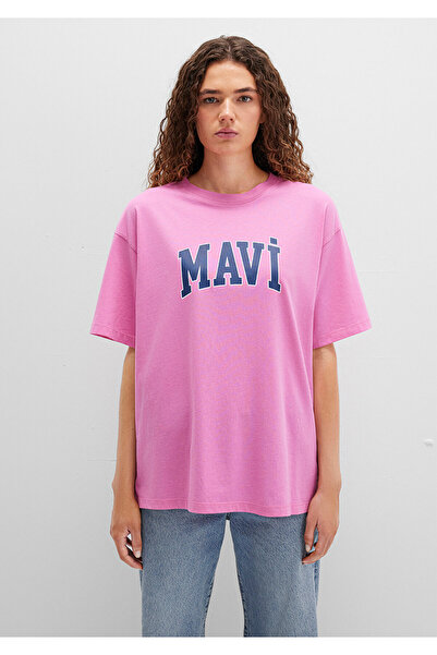 Mavi PinkLogoPrintedOversize T-shirt - 1600843 -71033