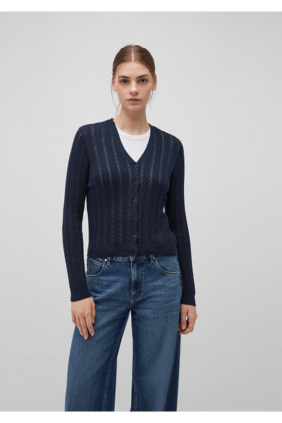 Mavi Düğmeli Lacivert Hırka Fitted / Vücuda Oturan Kesim 1710488-86623