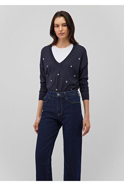 Mavi V Yaka Lacivert Kazak Regular Fit / Normal Kesim 1710507-86623