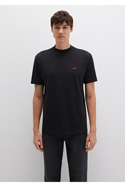 Mavi Tricou de bază negru cu sigla imprimată, cu o formă lejeră/cu o formă relaxată 0612216 -900