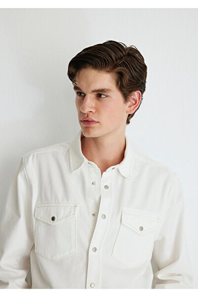 Mavi Ted Екру Джинсовий сорочка Slim Fit / Вузький крій 0210909-86620