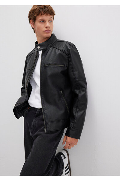 Mavi Μαύρο μπουφάν από συνθετικό δέρμα Slim Fit - 0110438 -71379