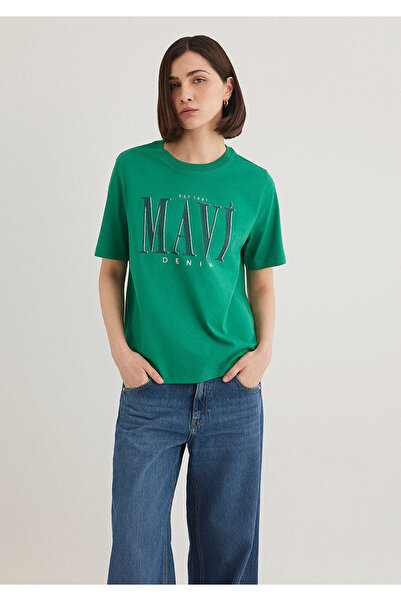 Mavi Zielony T-shirt z nadrukiem z logo Regular Fit / Regular Fit1611990-71877