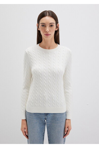 Mavi Crew Neck White Sweater Slim Fit / Tight Cut 1710341-70057