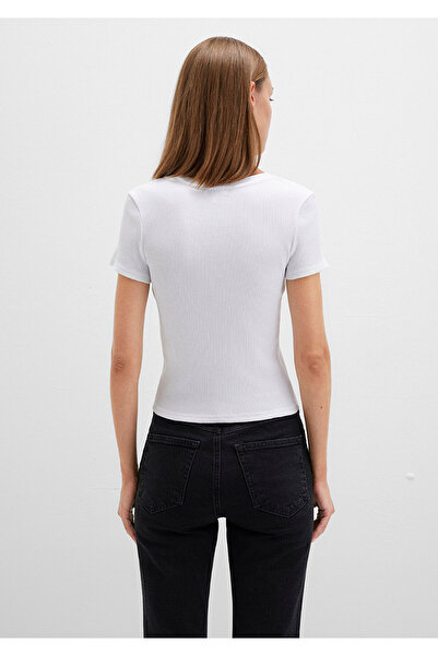 Mavi Tricou alb de bază cu decolteu în V, croiat 1601040 -620