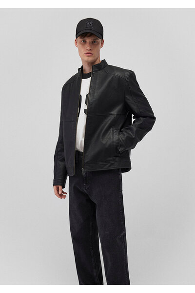 Mavi Μόνιμος γιακάς Μαύρο μπουφάν από συνθετικό δέρμα Slim Fit / Slim Fit 0110258 -71379