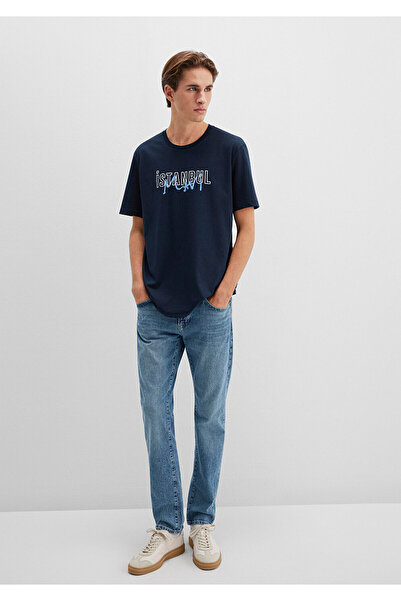 Mavi Темно-синій Стамбул з принтом Tisort Regular Fit 06711434319