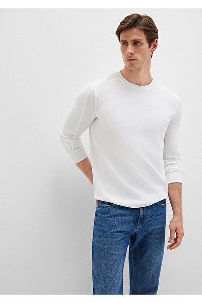 Mavi Μακρυμάνικο μπλουζάκι με υφή Λευκό Basic Slim Fit / Slim Fit 0610106 -70054