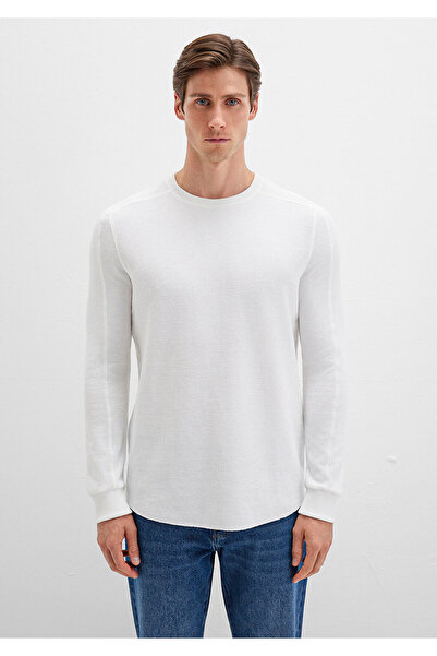 Mavi Μακρυμάνικο μπλουζάκι με υφή Λευκό Basic Slim Fit / Slim Fit 0610106 -70054