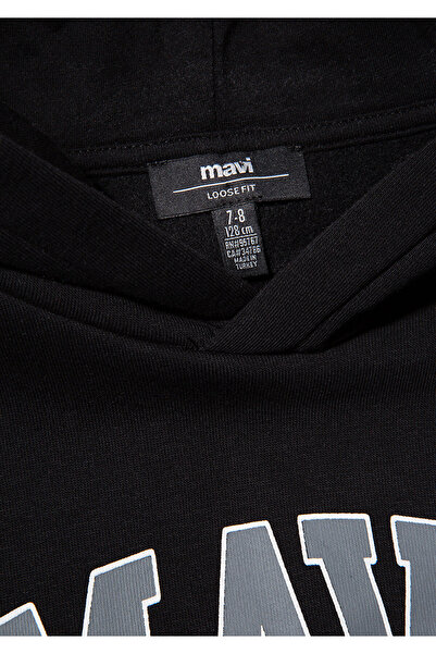 Mavi Černá mikina s kapucí s potiskem loga 6610110-900