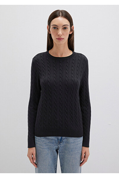 Mavi Schwarzer Pullover mit Rundhalsausschnitt, schmale Passform/enger Schnitt 1710341-900