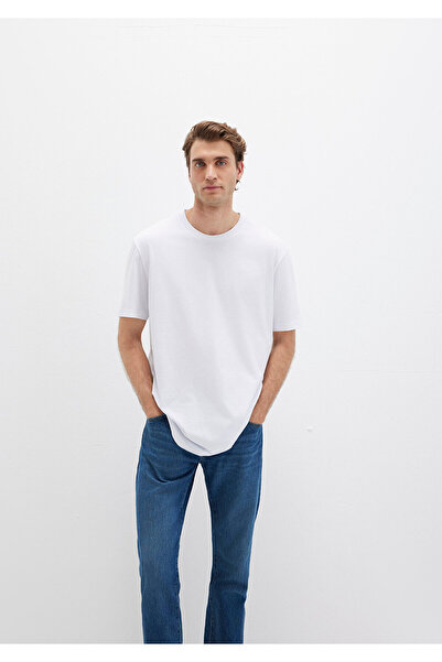 Mavi Langes weißes Basic-T-Shirt mit normaler Passform 067082 -620