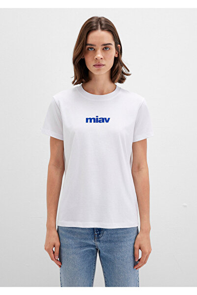 Mavi Weißes T-Shirt mit Miav-Aufdruck, reguläre Passform / normaler Schnitt 1610622-620