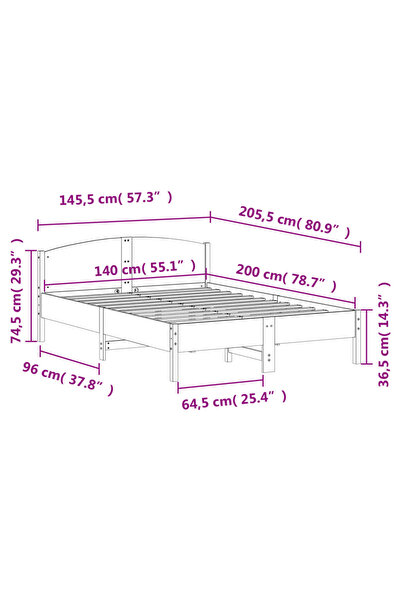 vidaxl Bed Frame without Mattress White 140x200 cm Solid Wood Pine
