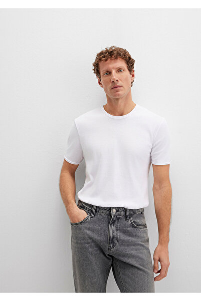 Mavi Weißes, figurbetontes T-Shirt mit Rippenmuster - 063747 -620