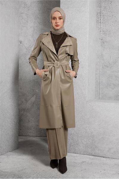 Alvina Faux Leather Belted Clothing - Çik 45277