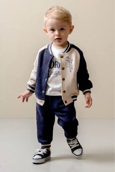 TWOBEYS 10069 Bebek Athletic Kolej Mont Çıtçıtlı 3'lü Takım