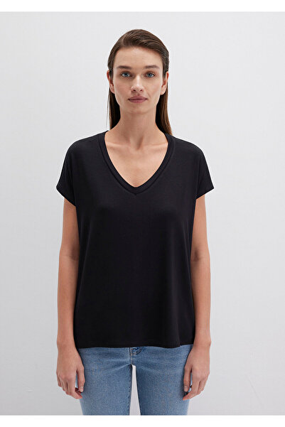 Mavi Μαύρο παχύρρευστο T-shirt με λαιμόκοψη - Regular Fit167714-900