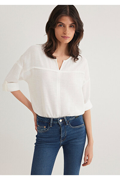 Mavi Λευκή μπλούζα με λαιμόκοψη V 121357 -22937