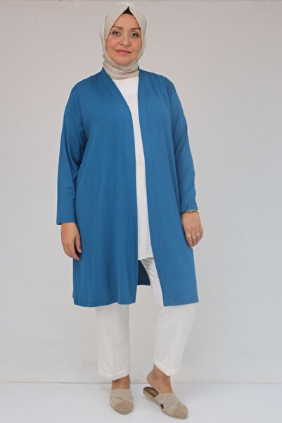 Eslina 43008 Large Size Combed Cotton Jacket - Petrol