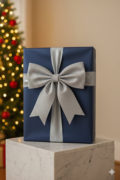 AMALFİ Silver Glitter Eva Bow Large Size 35X40 cm