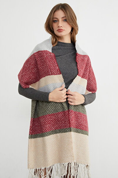 Fulla Moda Color Block Honeycomb Patterned Shawl