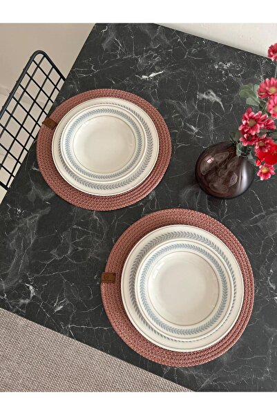 VELLORA HOME 2'Li Gül Kurusu Renk Supla Takımı American Servis 32 Cm çap Hası...